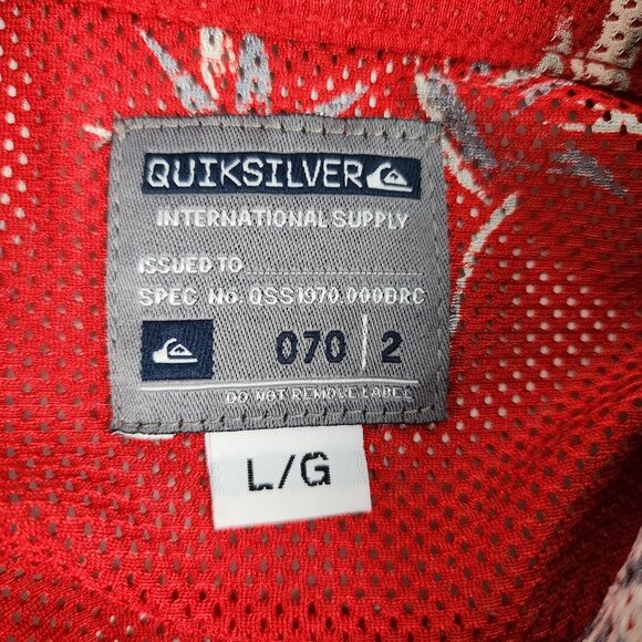 Quiksilver Shirt Mens Large Red Multi Vintage Netted Lightweight S/S USA - Picture 3 of 8
